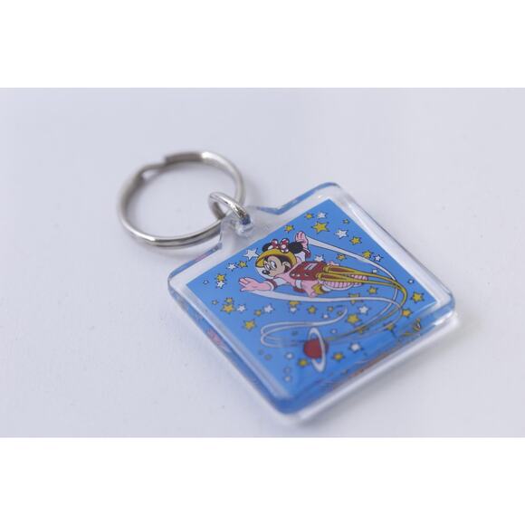 Dog | Minnie Mouse In Space Blue Keychain Square Plastic Key Ring ...